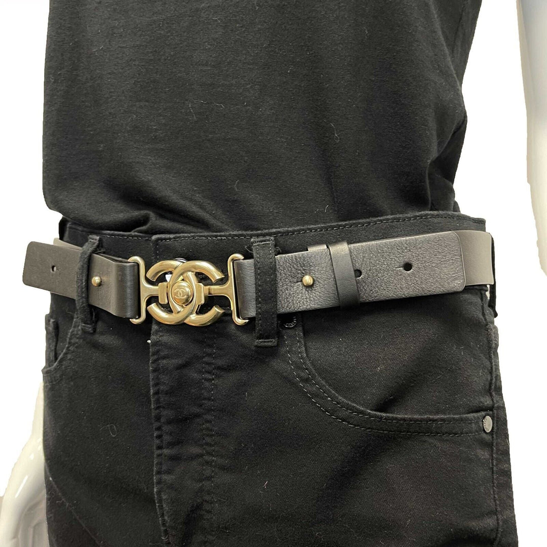 Chanel Belt CC Turnlock Circle Leather Belt Black 85/34 2015