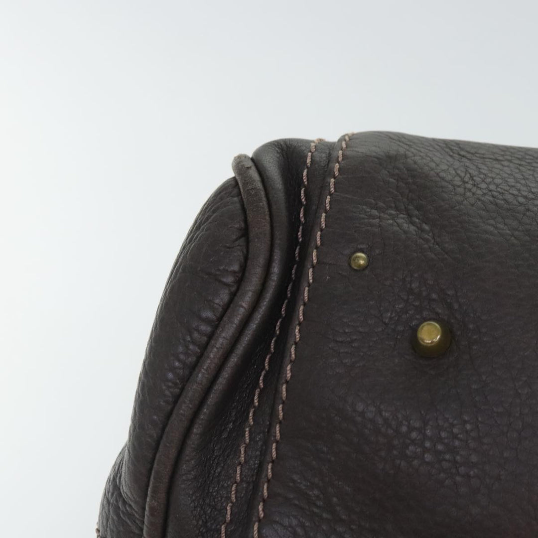 Chloe Paddington Shoulder Bag Leather Brown Gold Silver 92665