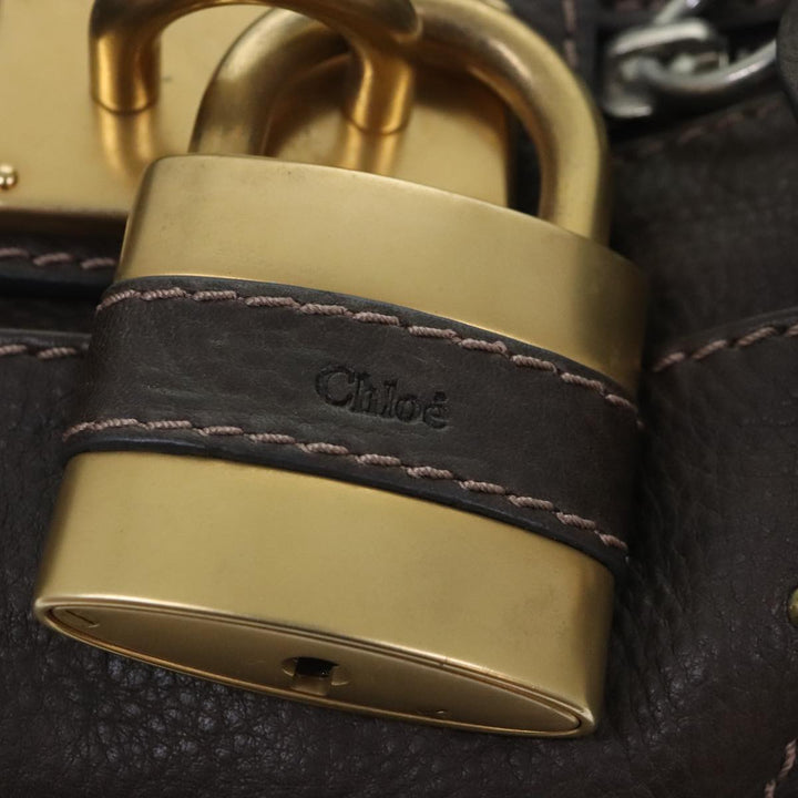 Chloe Paddington Shoulder Bag Leather Brown Gold Silver 92665