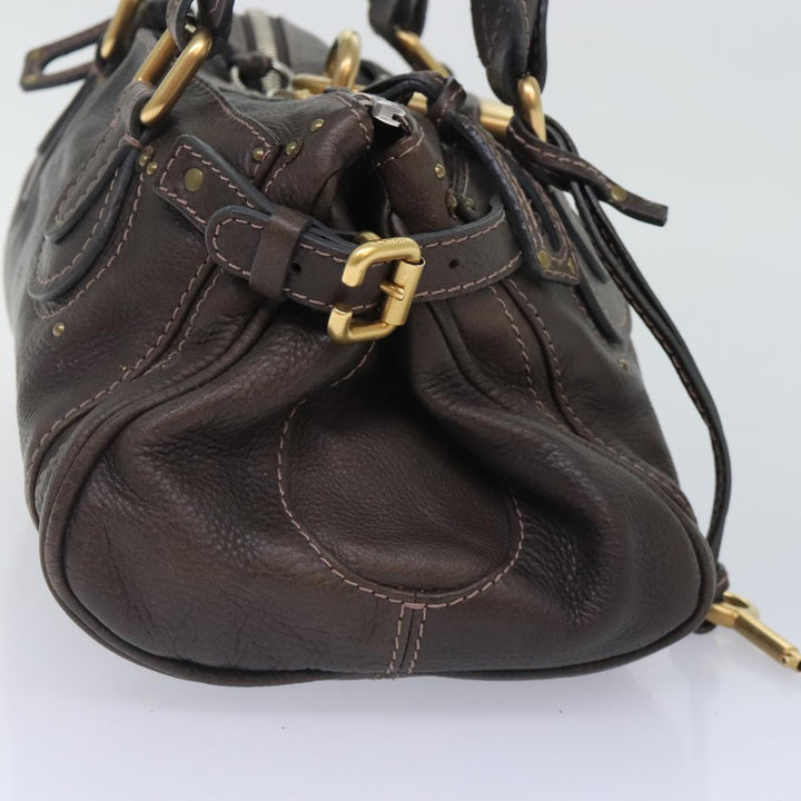 Chloe Paddington Shoulder Bag Leather Brown Gold Silver 92665