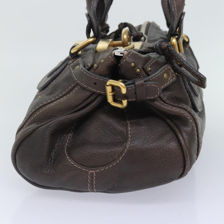 Chloe Paddington Shoulder Bag Leather Brown Gold Silver 92665