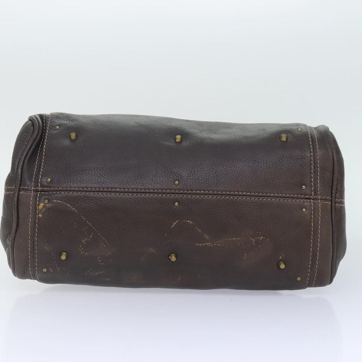 Chloe Paddington Shoulder Bag Leather Brown Gold Silver 92665