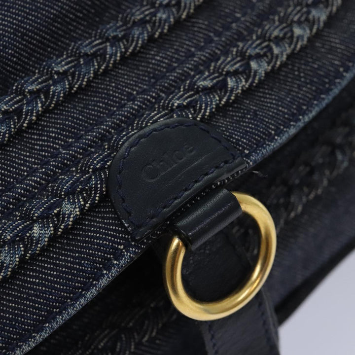 Chloe Mercy Shoulder Bag Denim Navy Gold 92676