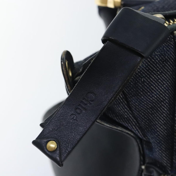 Chloe Mercy Shoulder Bag Denim Navy Gold 92676