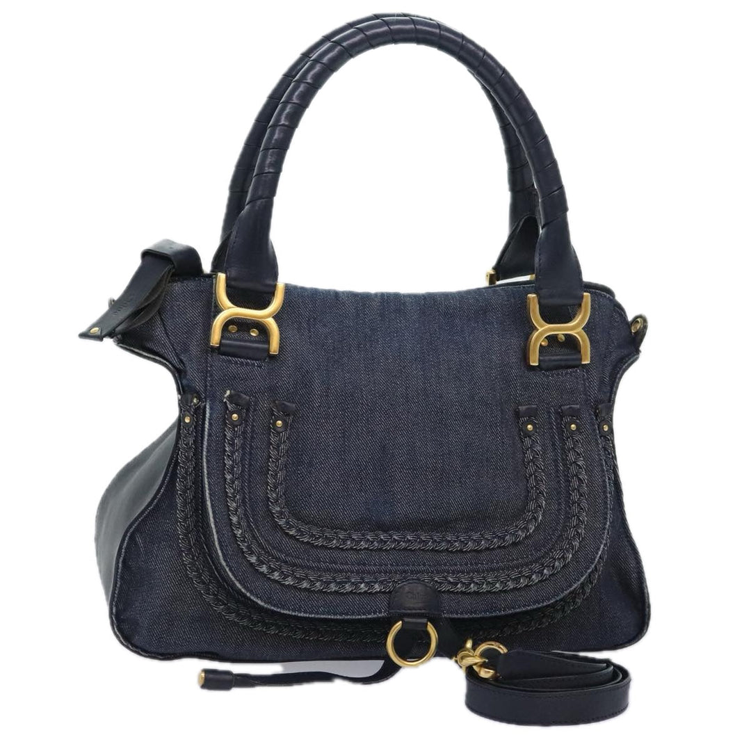 Chloe Mercy Shoulder Bag Denim Navy Gold 92676