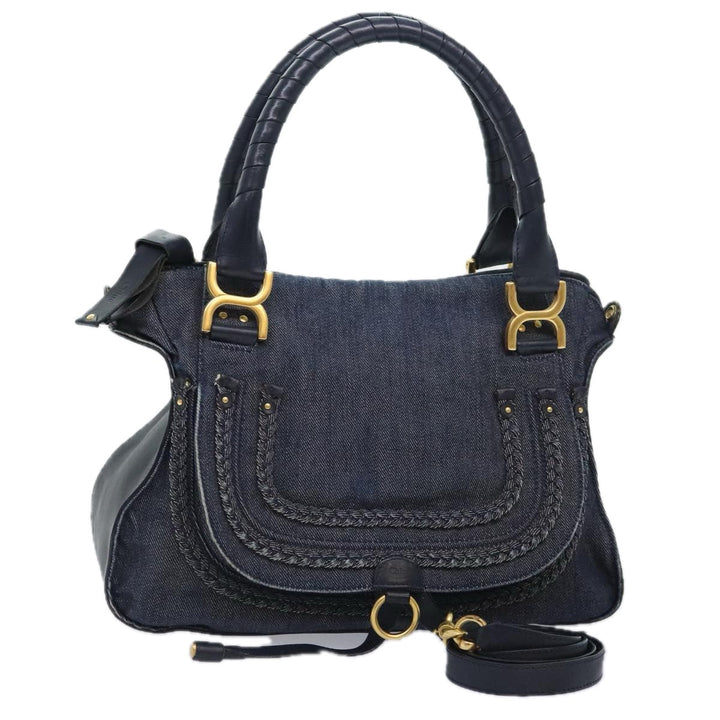 Chloe Mercy Shoulder Bag Denim Navy Gold 92676