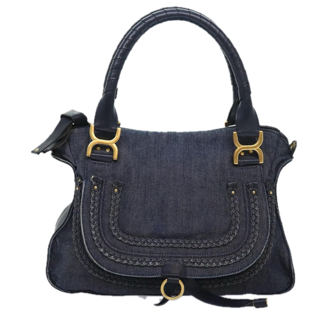 Chloe Mercy Shoulder Bag Denim Navy Gold 92676
