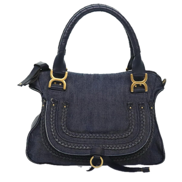 Chloe Mercy Shoulder Bag Denim Navy Gold 92676