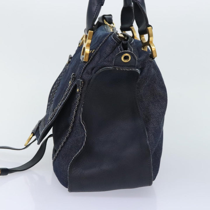 Chloe Mercy Shoulder Bag Denim Navy Gold 92676