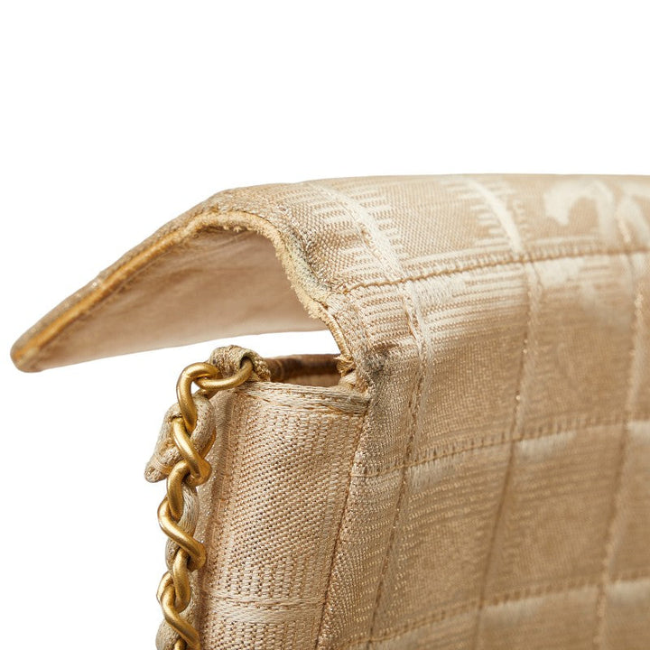 Top Quality Chanel Coco New Label Line Chain Shoulder Bag Beige Canvas Leather  Chanel