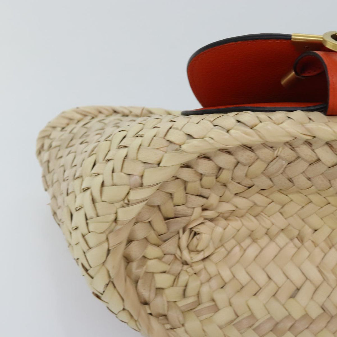Chloe Mercy Hand Bag Raffia Beige Orange 92681