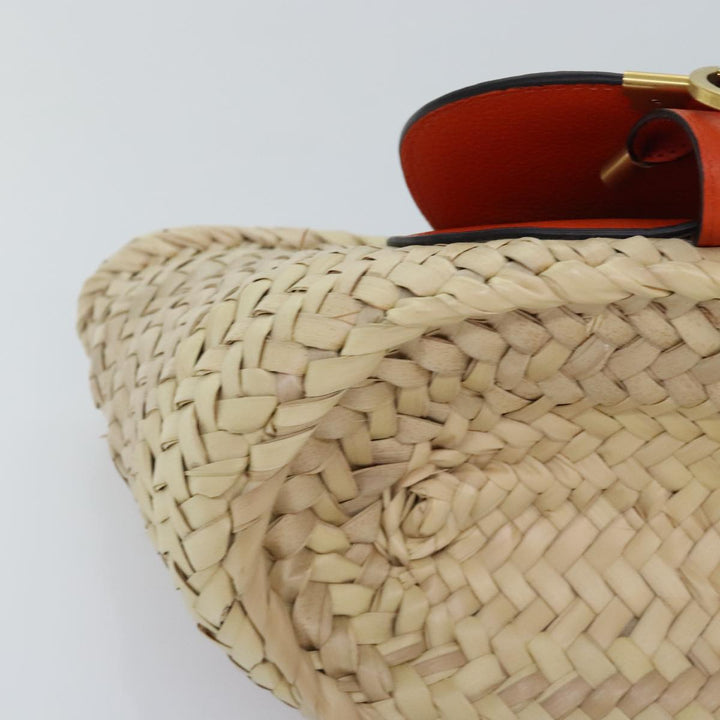 Chloe Mercy Hand Bag Raffia Beige Orange 92681
