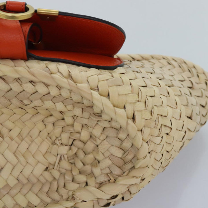 Chloe Mercy Hand Bag Raffia Beige Orange 92681