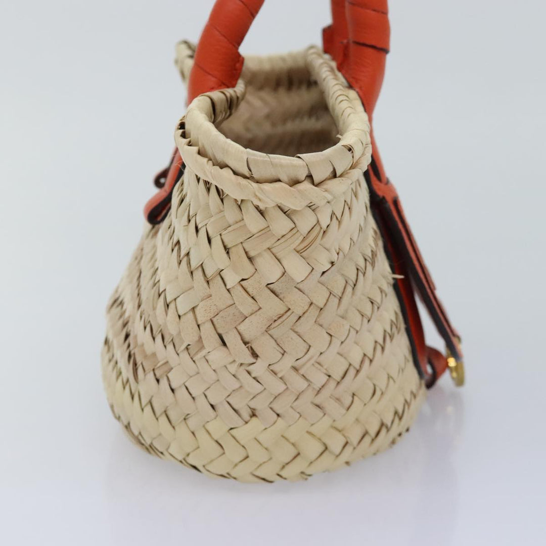 Chloe Mercy Hand Bag Raffia Beige Orange 92681