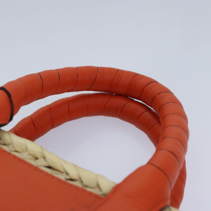 Chloe Mercy Hand Bag Raffia Beige Orange 92681