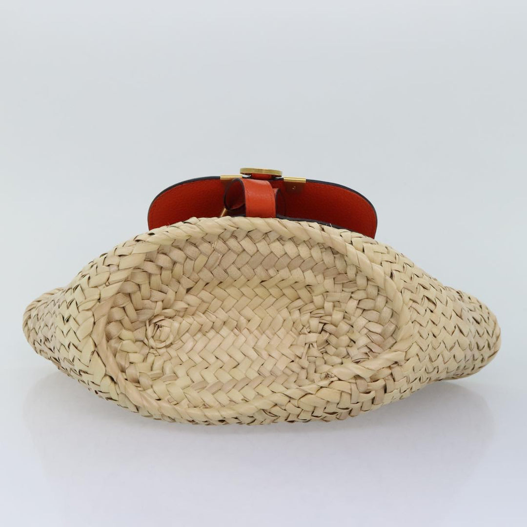 Chloe Mercy Hand Bag Raffia Beige Orange 92681