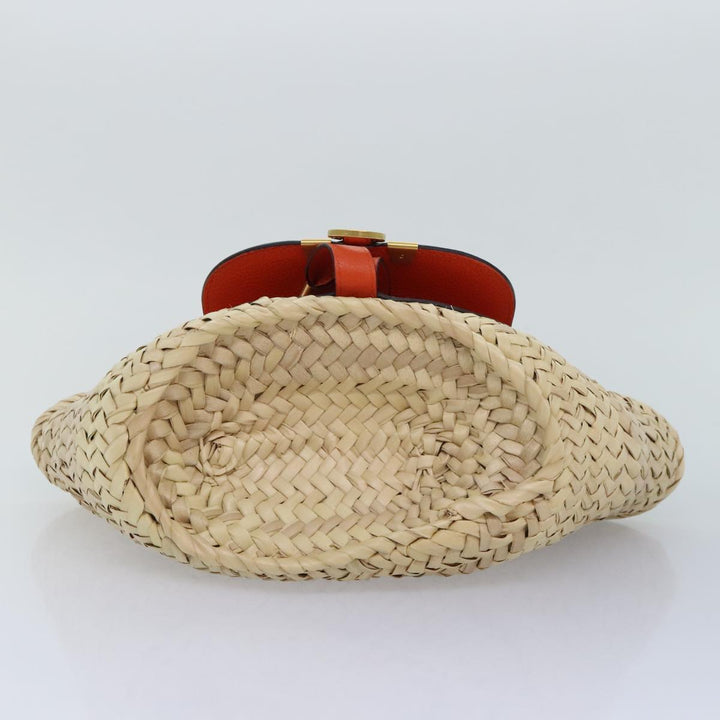 Chloe Mercy Hand Bag Raffia Beige Orange 92681