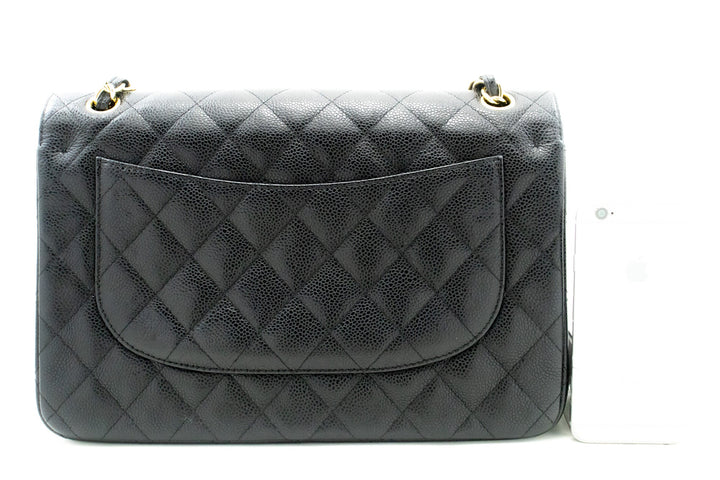 Top Quality Chanel Classic Large 11" Grained Calfskin Chain Shoulder Bag Black