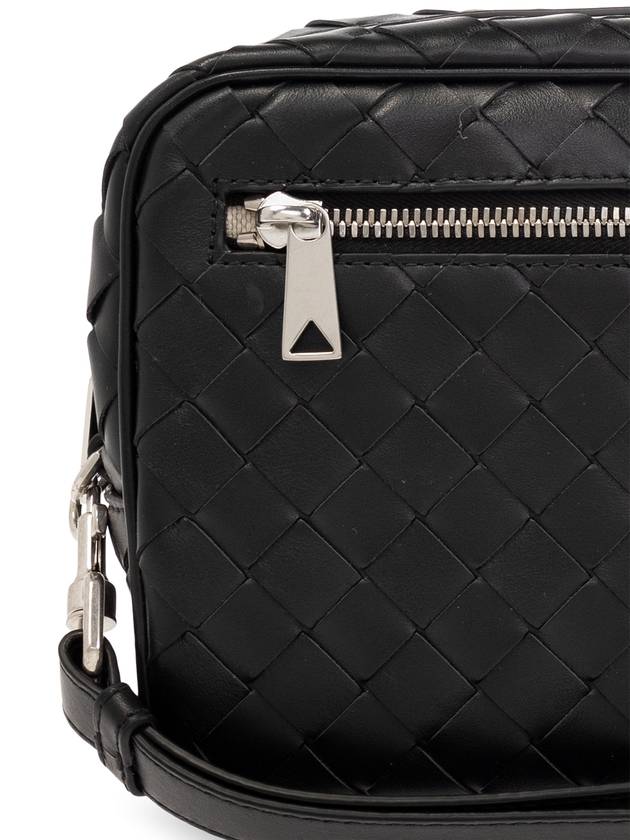 Bottega veneta Intrecciato Zipper Leather Pouch Bag Black