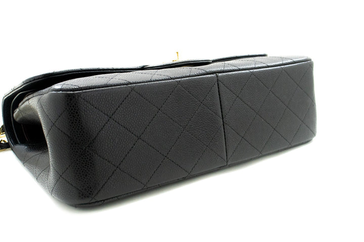 Top Quality Chanel Classic Large 11" Grained Calfskin Chain Shoulder Bag Black