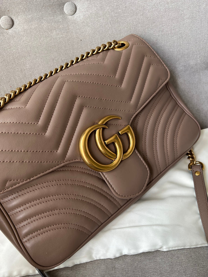 Gucci GG Dusty Pink Marmont Medium Shoulder Bag (RRP £2,070)