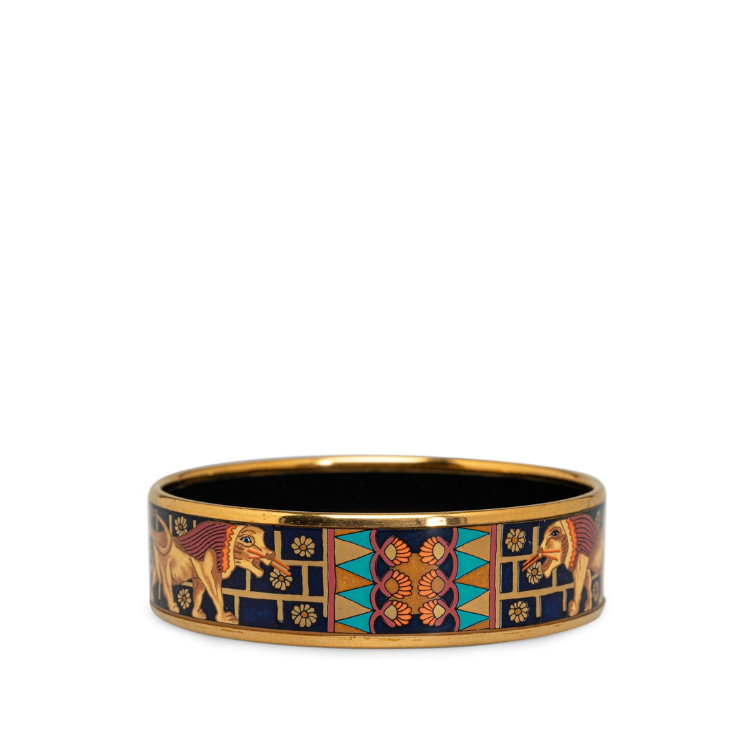 Top quality Hermes Babylon Lions Wide Enamel Bangle Costume Bracelet