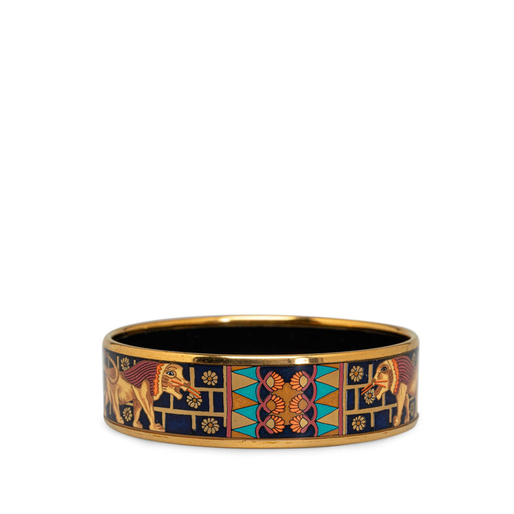 Top quality Hermes Babylon Lions Wide Enamel Bangle Costume Bracelet