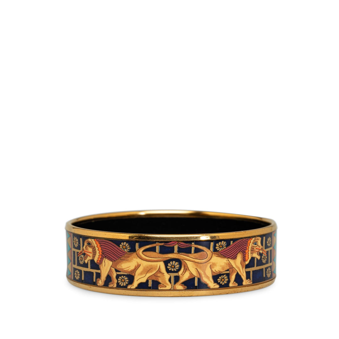 Top quality Hermes Babylon Lions Wide Enamel Bangle Costume Bracelet