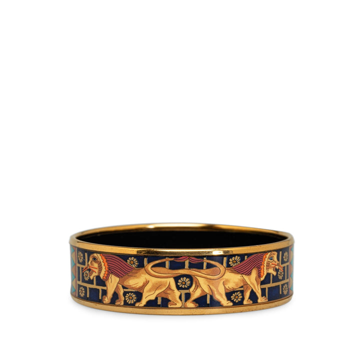 Top quality Hermes Babylon Lions Wide Enamel Bangle Costume Bracelet