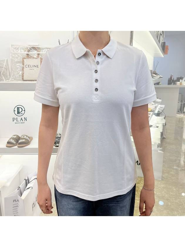 Burberry WoMen's Check Trim Polo Shirt White