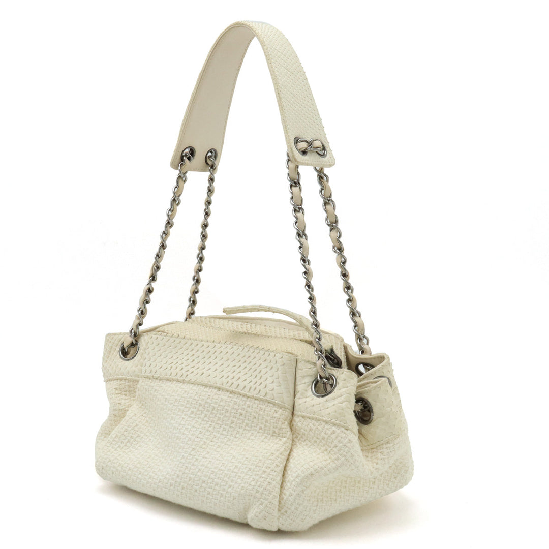 Top Quality Chanel Top Quality Chanel Cocomark Wrapped Chain Bag One-Shoulder Shoulder Bag Cotton Canvas Pearson Ivory White Blumin