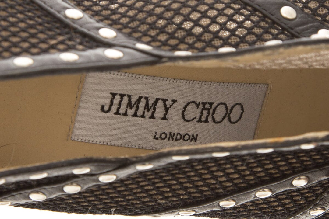 Jimmy Choo KARINA Mesh Studded Black Heels SZ 39.5