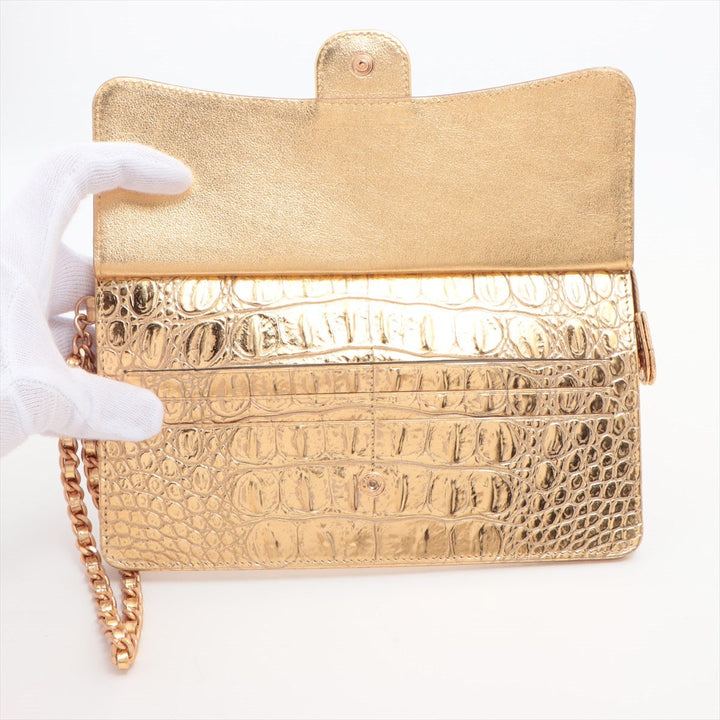 Top Quality Chanel Coco Crocodile Press Wallet Gold Gold  28th