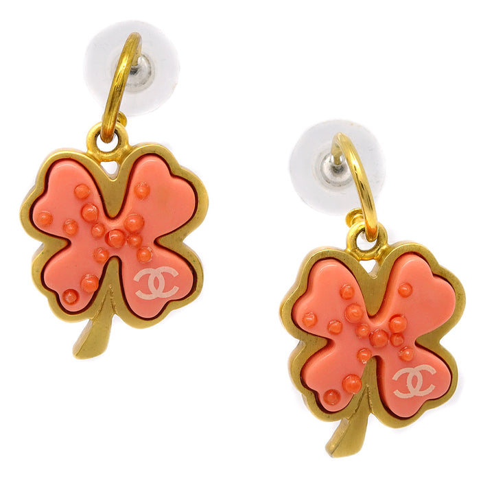 Top Quality Chanel Clover Dangle Piercing Earrings Gold 03P