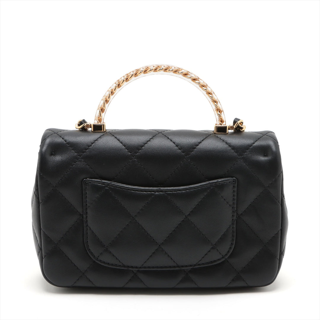 Top Quality Chanel Mini Matrasse  2WAY Shoulder Bag Top Handle Black G Gold