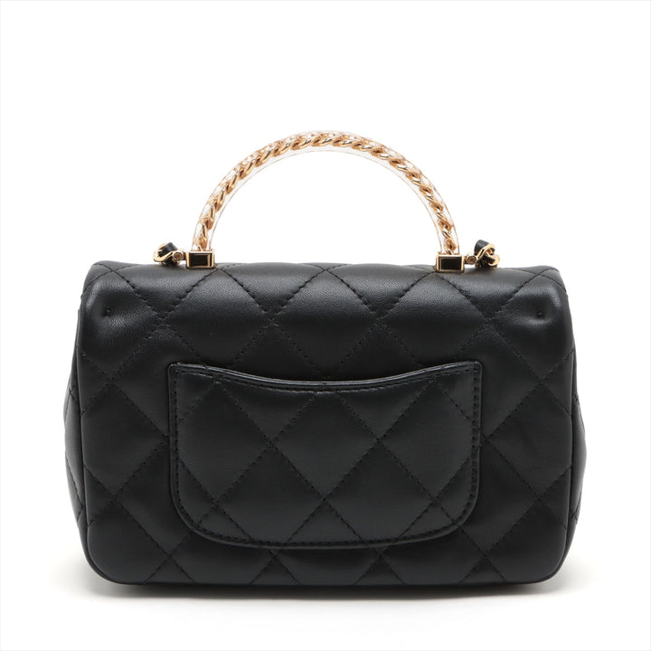 Top Quality Chanel Mini Matrasse  2WAY Shoulder Bag Top Handle Black G Gold