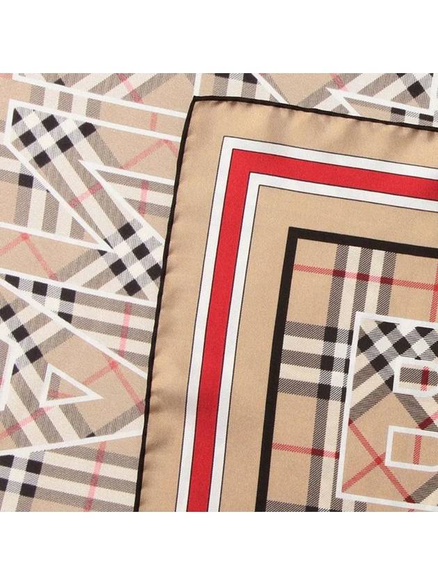 Burberry Silk Vintage Check Logo Print Scarf Archive Beige