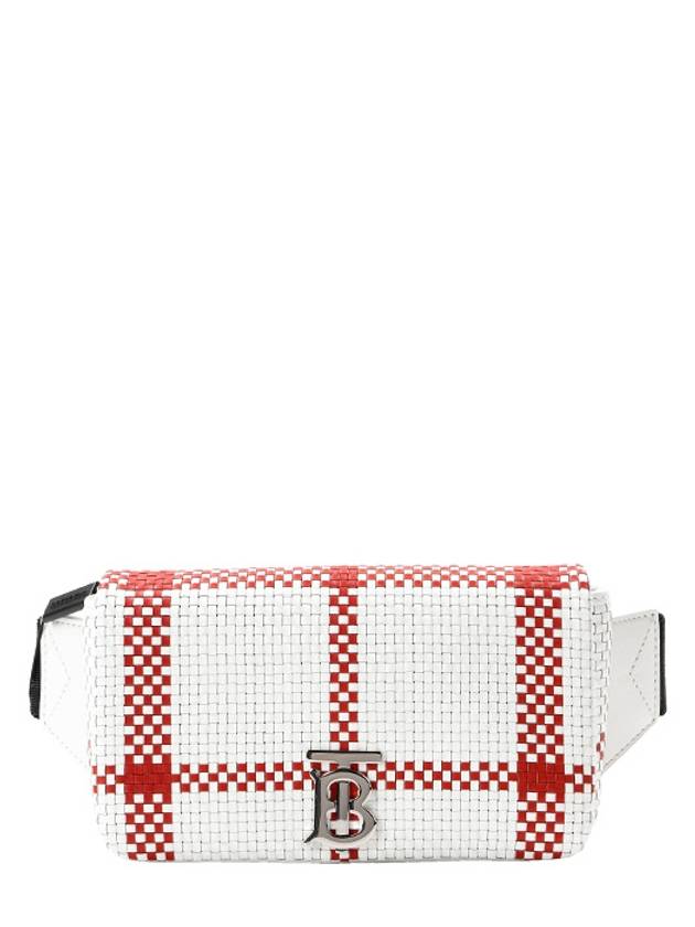Burberry TB Check Lola Belt Bag White Red