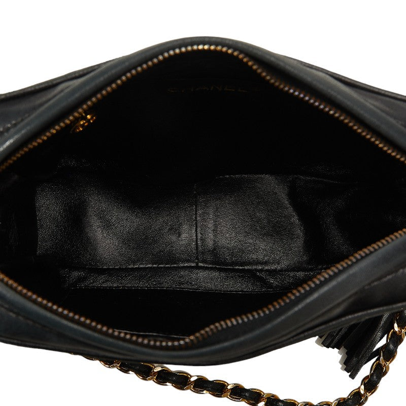 Top Quality Chanel Matrases Coco Fringe Sloping Chain Shoulder Bag Dark Green Lambskin  CHANEL