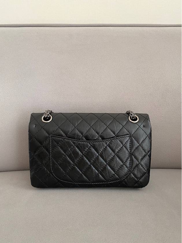 255 Chain Vintage Calfskin Ruthenium  Medium Flap Shoulder Bag Black Chanel