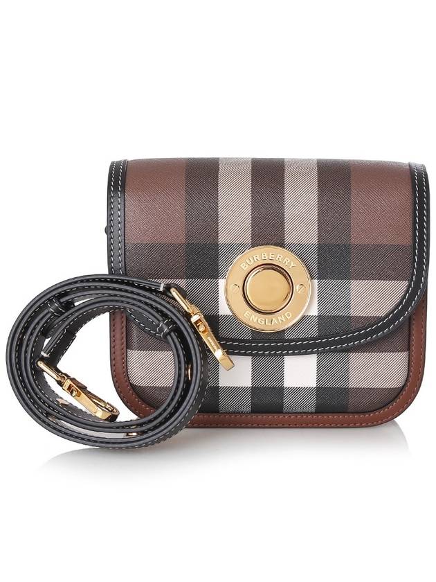 Burberry Elizabeth Check Leather Small Shoulder Bag Brown