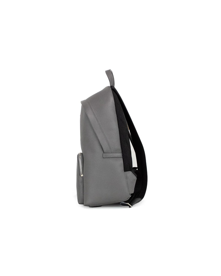 Burberry Charcoal Grey Pebbled Leather Branded Backpack with Multiple Pockets