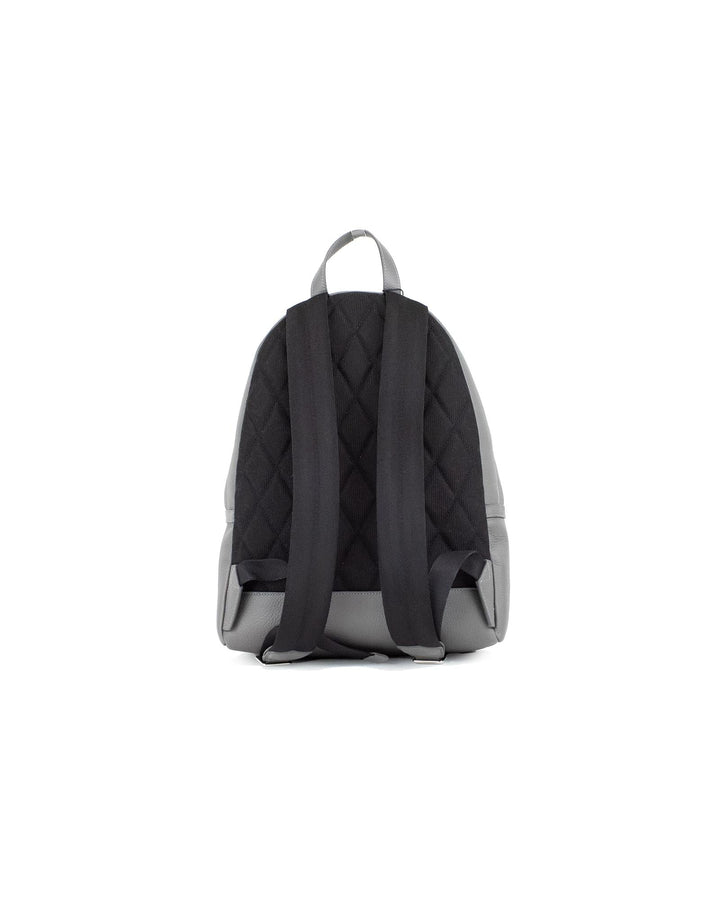 Burberry Charcoal Grey Pebbled Leather Branded Backpack with Multiple Pockets