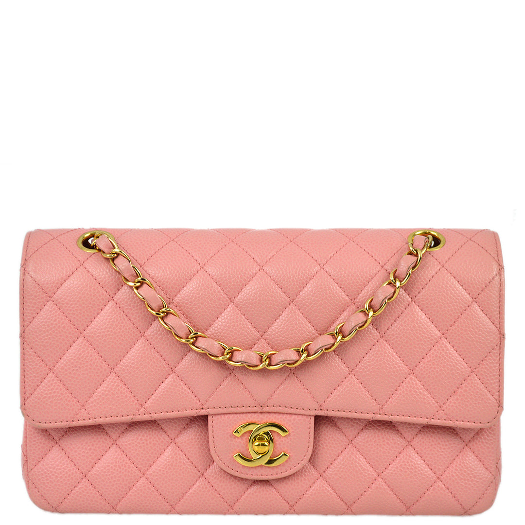Top Quality Chanel 2004-2005 Classic Double Flap Medium Pink Caviar