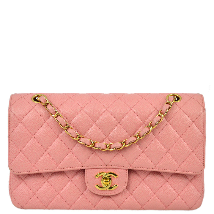 Top Quality Chanel 2004-2005 Classic Double Flap Medium Pink Caviar