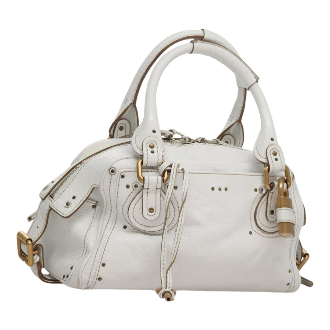 Chloe Paddington Hand Bag Leather White 93544