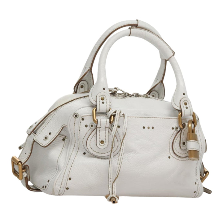 Chloe Paddington Hand Bag Leather White 93544