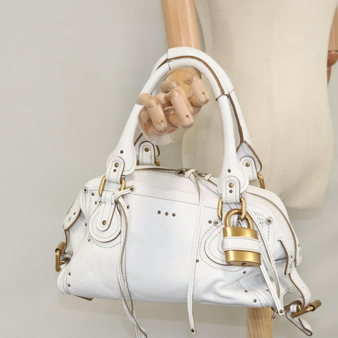 Chloe Paddington Hand Bag Leather White 93544