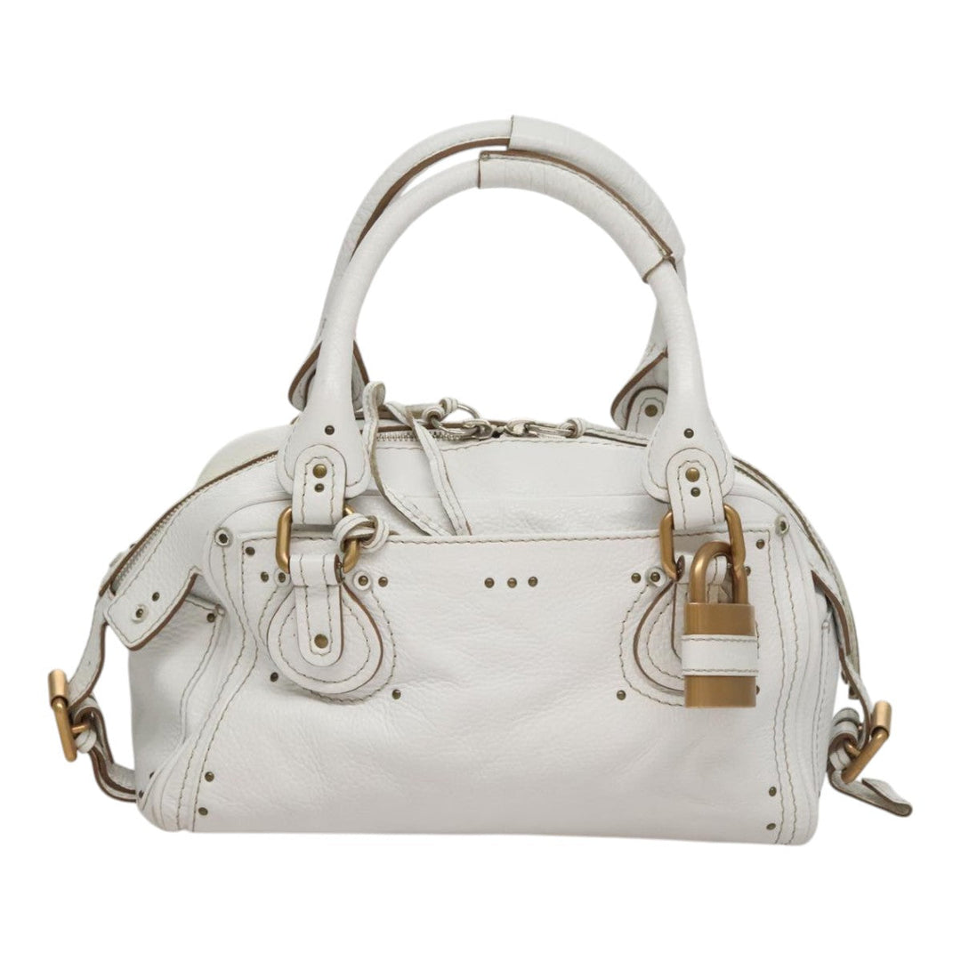 Chloe Paddington Hand Bag Leather White 93544