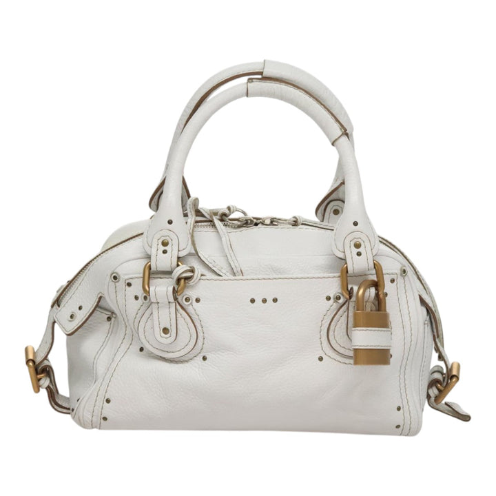 Chloe Paddington Hand Bag Leather White 93544